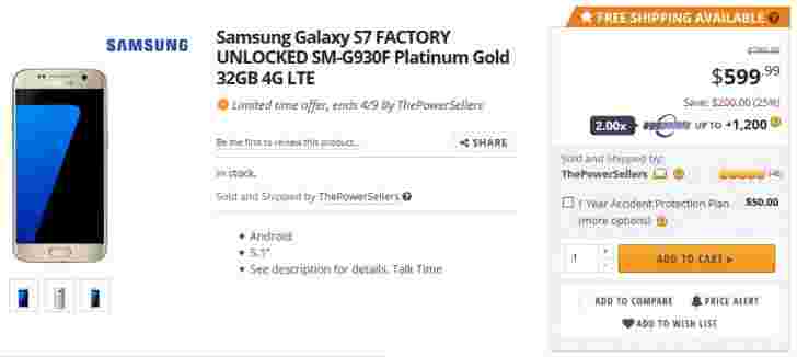 交易：黑色或黄金工厂的$ 600解锁Galaxy S7在Newegg