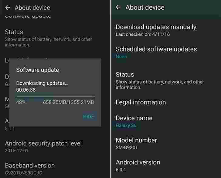 T-Mobile滚出Galaxy S6和S6 Edge的棉花糖更新