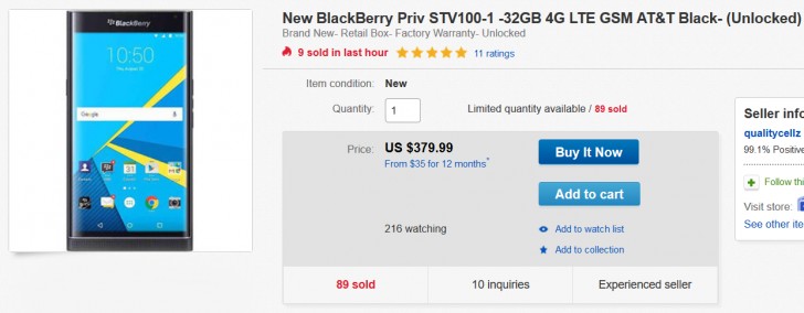 交易：在eBay上以380美元的价格解锁黑莓手术