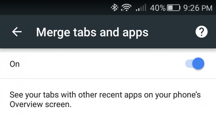 最后，Chrome Mobile默认为应用程序中的选项卡