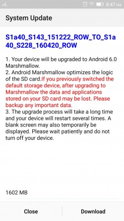 Lenovo Vibe S1获取Android 6.0 Marshmallow更新