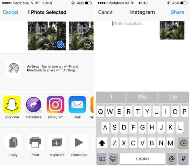Instagram Update在iOS上添加共享表支持