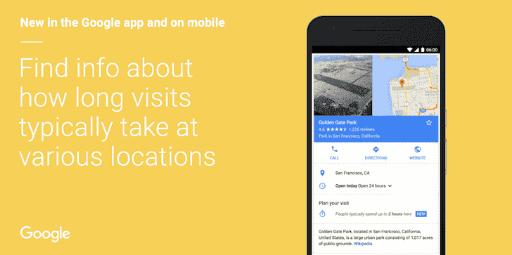 谷歌现在将告诉您持续时间通常在一个位置花费