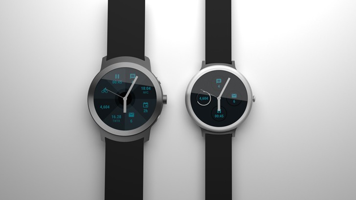 谷歌的两个Android佩戴Smartwatches现在被描绘成渲染