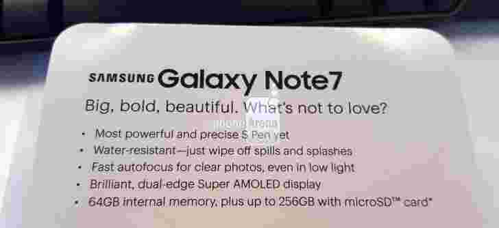 Sprint揭示了关于Galaxy Note7“Big，Bold和Beaution”的详细信息