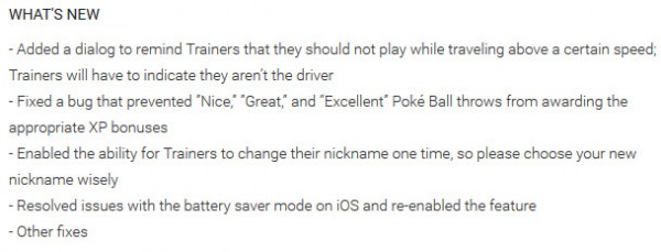 Pokemon Go更新0.33.0带来错误修复，'草'和电池保护程序回到iOS上