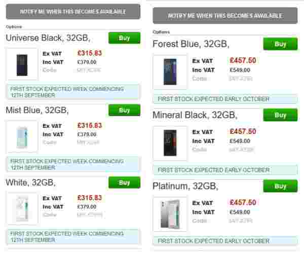 英国电子零售商列出了Xperia XZ和X Compact的价格
