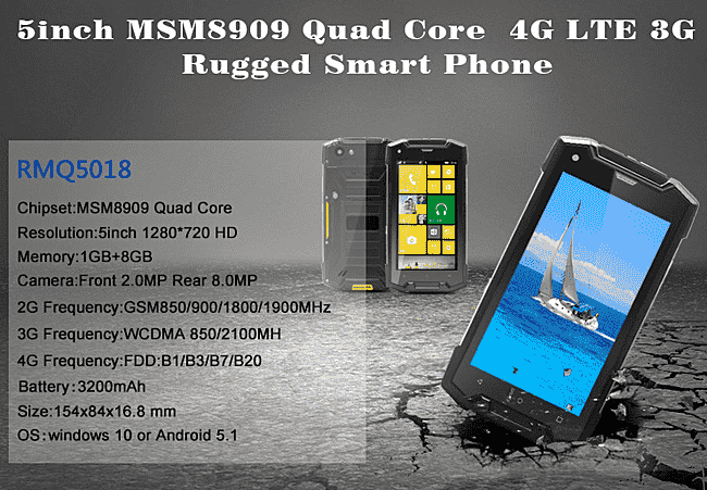 RMQ5018是一个带5英寸显示器的Windows 10手机和130美元的价格标签
