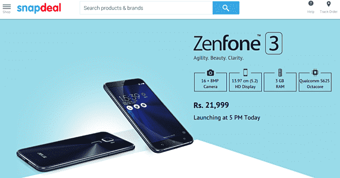 在线零售商跳枪，揭示了华硕Zenfone 3印度提前的价格