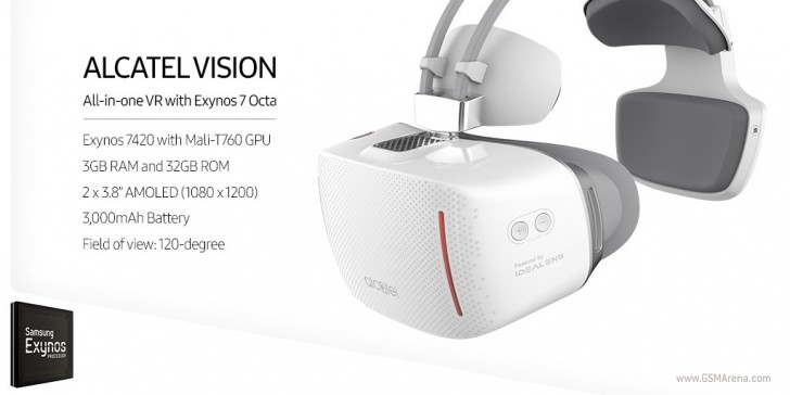 Alcatel Vision独立VR耳机由Samsung的Exynos 7420芯片组提供动力