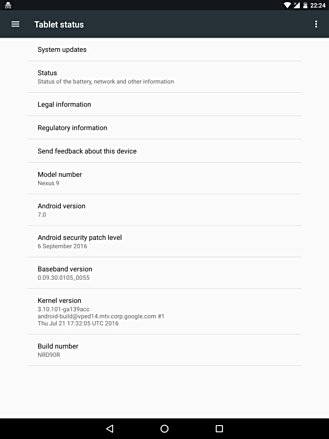 Nougat更新开始击中Nexus 9 LTE
