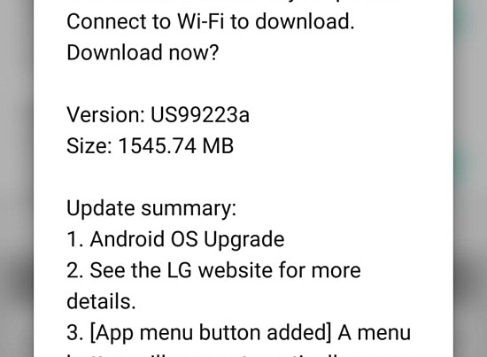 美国蜂窝LG G5也开始获得Nougat更新
