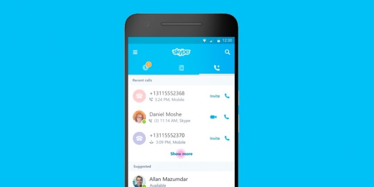 Skype for Android获取最新更新中的UI调整