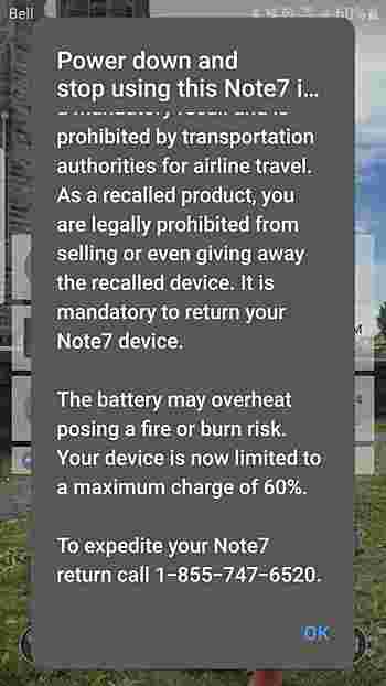 三星Galaxy Note7的电池限制性更新在加拿大也开始推出