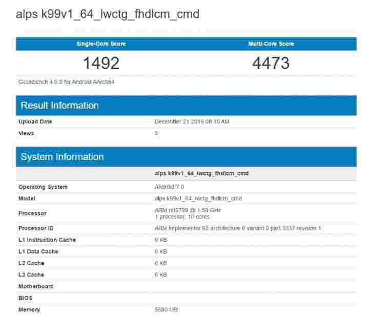 Helio X30访问GeekBench，从测试单位的谦逊得分