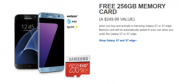 交易：当您以最佳购买激活Galaxy S7（Edge）时，获得免费的256GB microSD卡