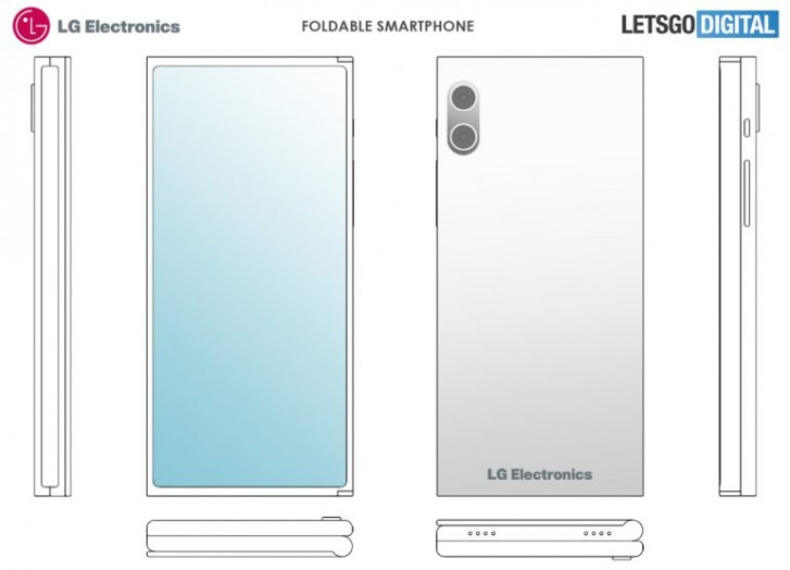 LG Patents一款三件式，双显示可折叠屏手机设计，没有端口