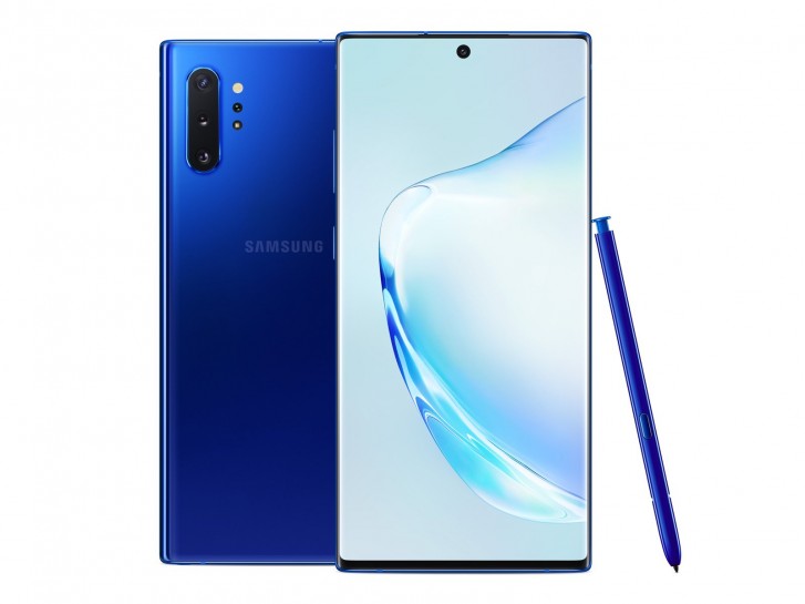 光环蓝色三星Galaxy Note10 +前往欧洲