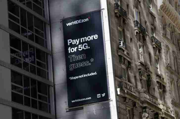 T-Mobile最新的广告竞选爆炸verizon缺乏5克覆盖地图