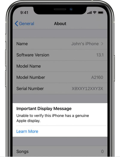 iOS 13.1将告诉您替换屏幕不是真实的
