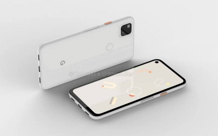 Google Pixel 4A渲染显示打孔孔显示和方形摄像头镂空