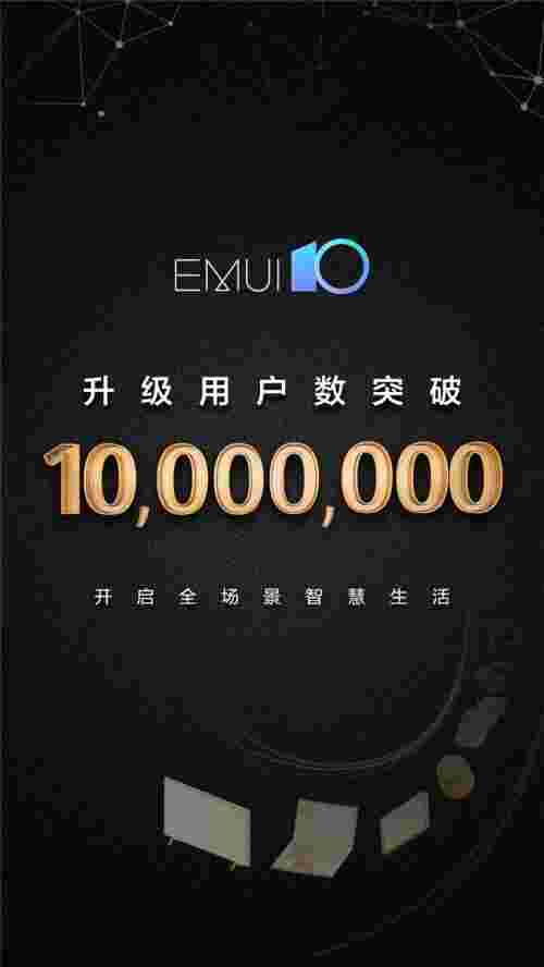 Emui 10现在在全球范围内运行超过1000万辆