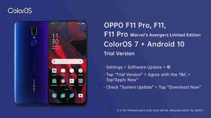 OPPO是根据F11和F11 PRO的Android 10招募Coloros 7的Beta测试仪