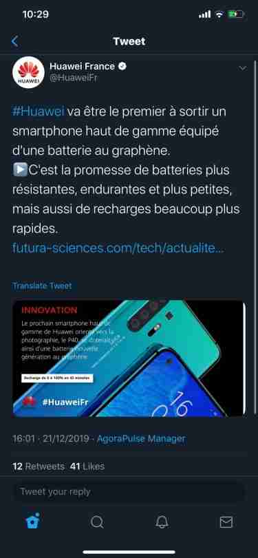华为法国推文P40将使用石墨烯电池，随之而来的怀疑
