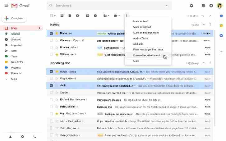 Gmail将让您将电子邮件附加到电子邮件中