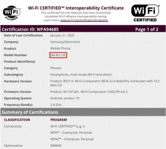 三星Galaxy M11，M31和A11通过Wi-Fi联盟获得认证