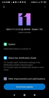 Pocophone F1稳定Android 10更新卷展栏开始