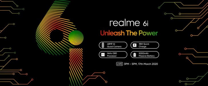 Realme 6i确认提供Waterdrop Notch显示器，16MP Selfie摄像头和5000 MAH电池