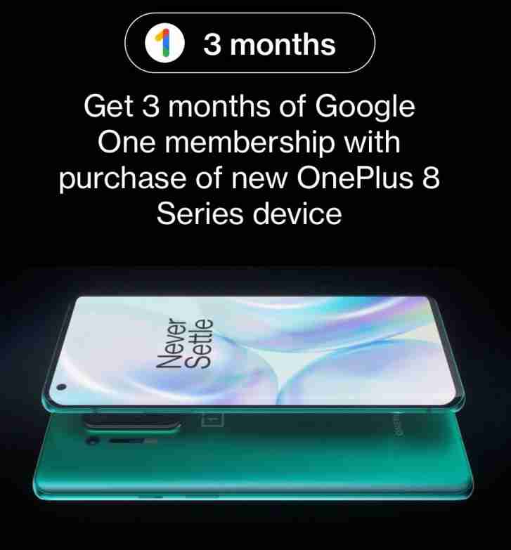 OnePlus 8系列有3个月的免费Google One云存储