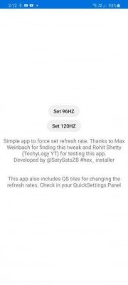 三星Galaxy S20有一个非官方的96Hz刷新率模式，可以使用应用程序启用它