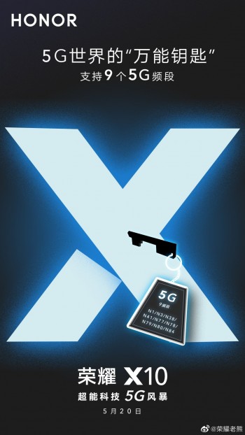 荣誉X10确认包装Kirin 820 SoC并支持所有9个主要的5G频段