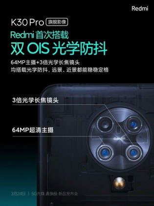 Redmi K30 Pro拥有两个IMX686 64MP摄像头，双OIS，8K视频
