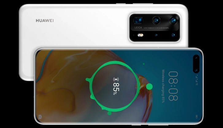 Huawei P40 Pro + UPS具有两个长焦相机和40W无线充电的柜台