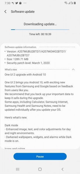 三星Galaxy A20S获取Android 10使用一个UI 2.0更新