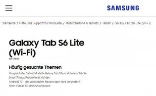 三星Galaxy Tab S6 Lite Wi-Fi和LTE支持页面在德国