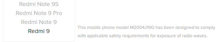 Redmi 9在Xiaomi的官方网站上列出了临近