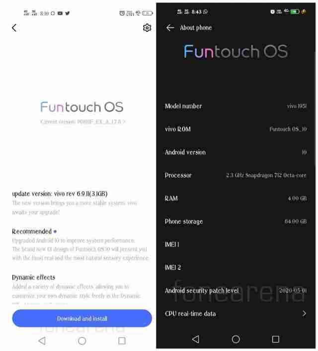 Funtouch OS 10更新Vivo Z1 Pro和Z1X现在在印度播种