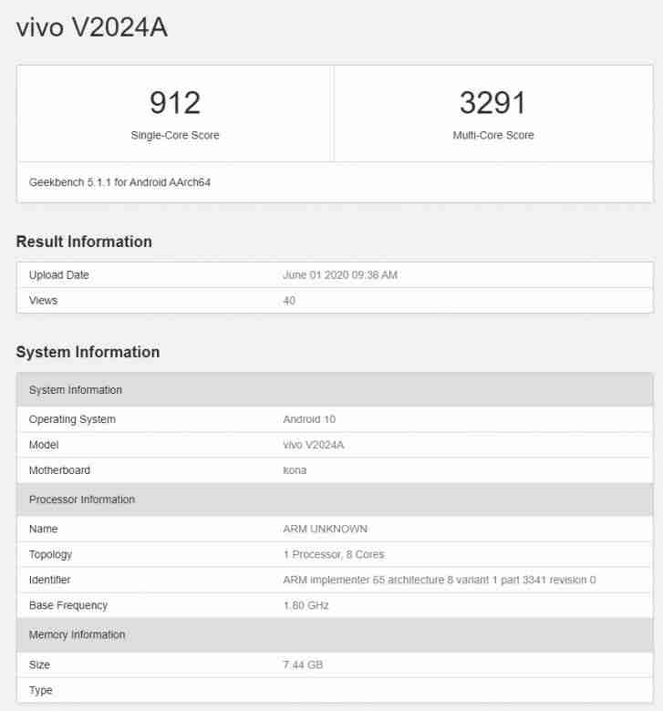 即将到来的vivo iqoo 3 pro出现在geekbench上