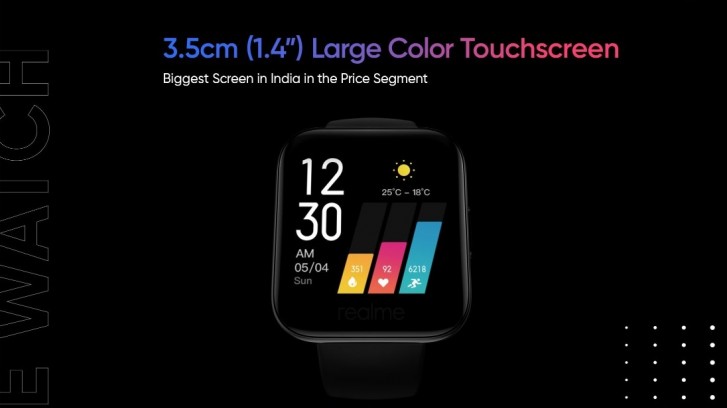 Realme手表设计和功能透露：彩色触摸屏，摄像机控制和心率监测器