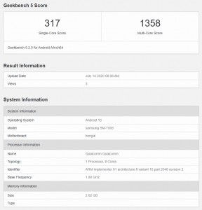 Samsung Galaxy Tab A 7.0在GeekBench的可能瞄准显示Snapdragon 662芯片组