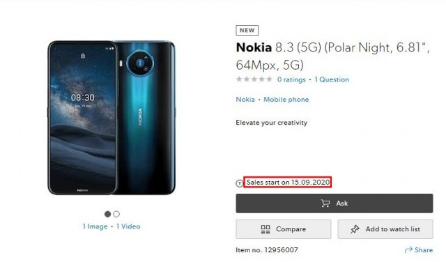 诺基亚8.3 5G在瑞士的5G销量安排在9月开始