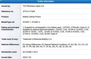 摩托罗拉Moto G9 Plus'Tuv认证揭示了4,700 Mah电池