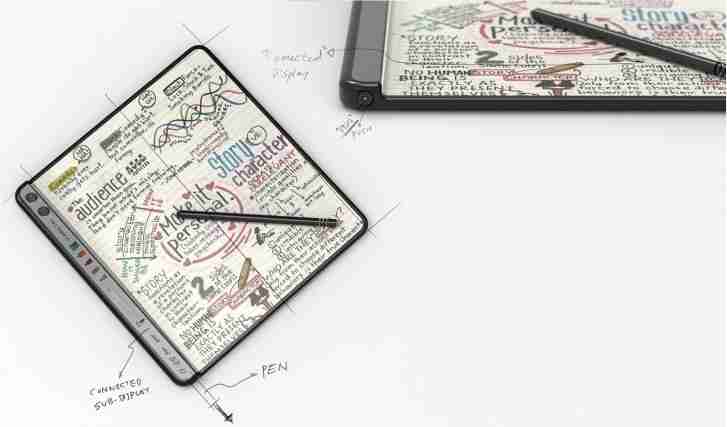 华为专利可折叠电话，带子展示条和手写笔