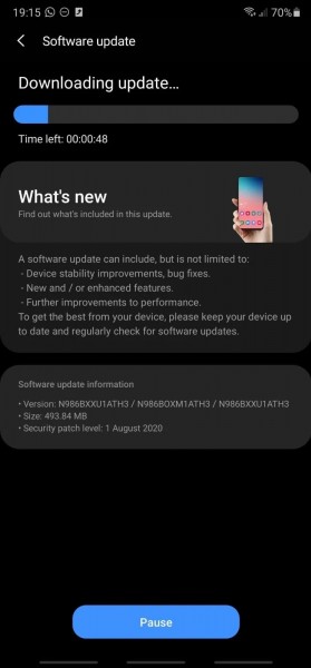 三星Galaxy Note20系列已经获得了第一个软件更新