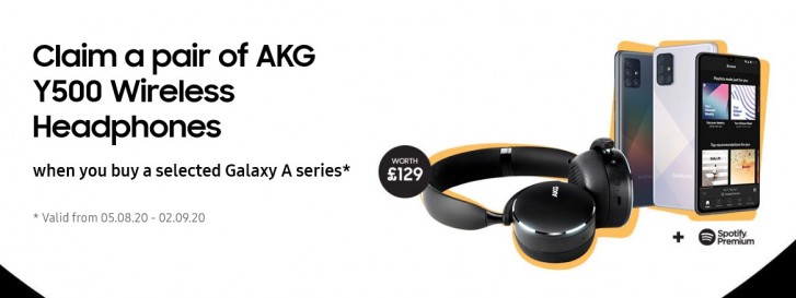 三星英国提供免费AKG Y500耳机，购买Galaxy A41，A51和A71