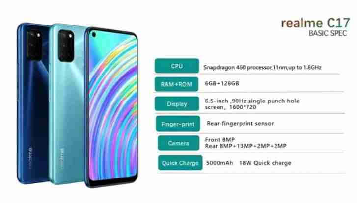 Realme C17主要泄漏确认关键规格